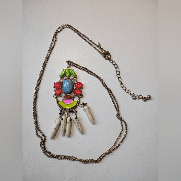 Vintage Statement Vibrant Multicolor Necklace - Picture 4 of 9